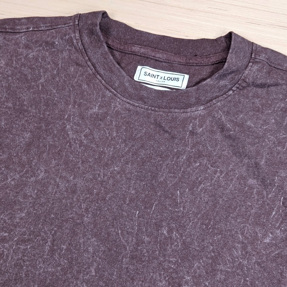 Saint Louis Relaxed Boxy Fit T-Shirt Mens 2XL Brown Acid Wash Streetwear